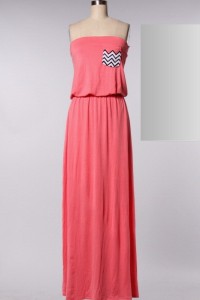 Coral Chevron Pocket Maxi